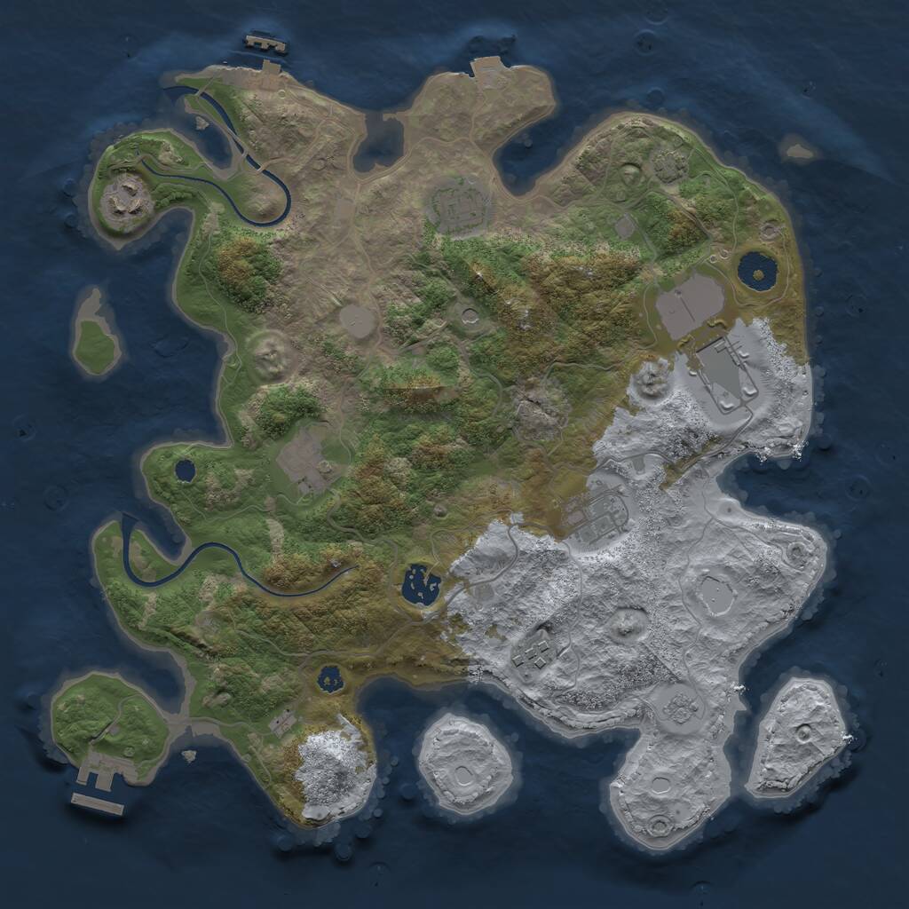 Rust Map: Procedural Map, Size: 3500, Seed: 12470, 13 Monuments