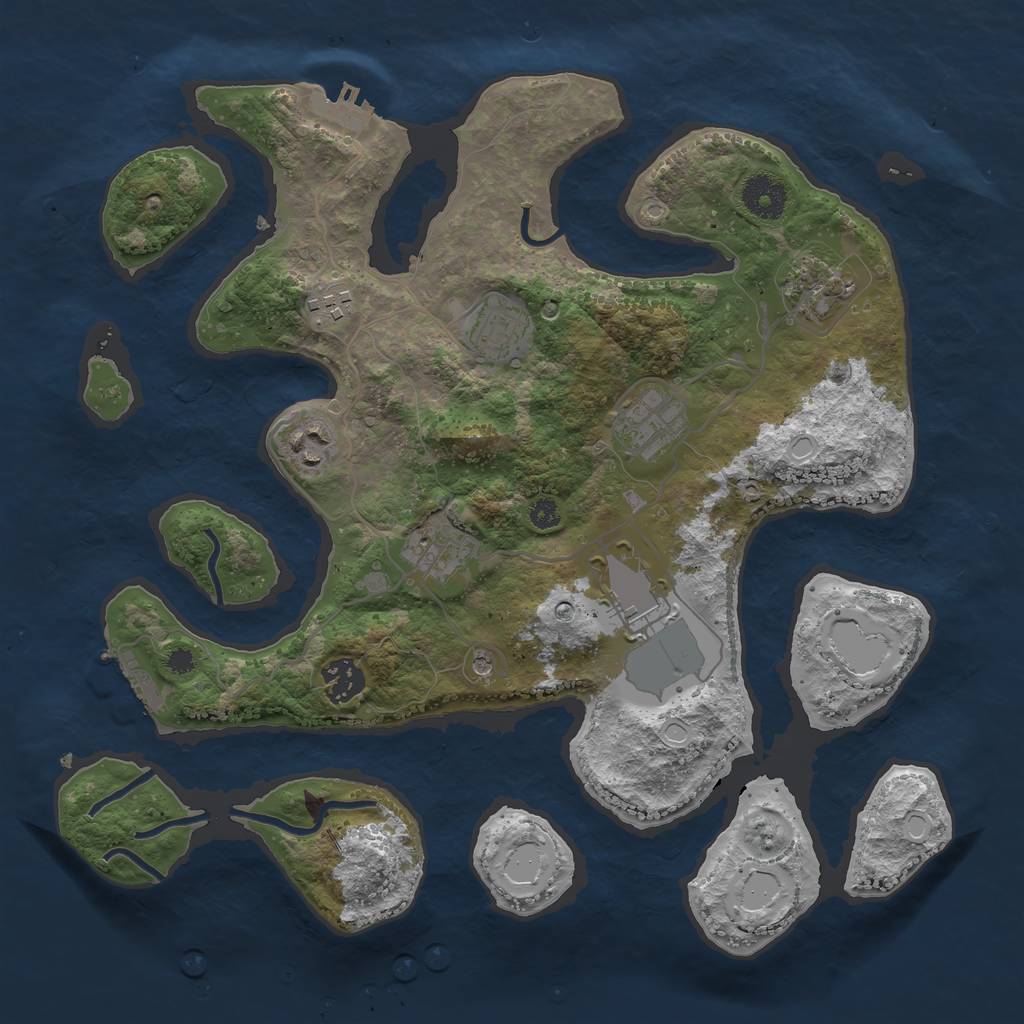 Rust Map: Procedural Map, Size: 3500, Seed: 12470, 16 Monuments