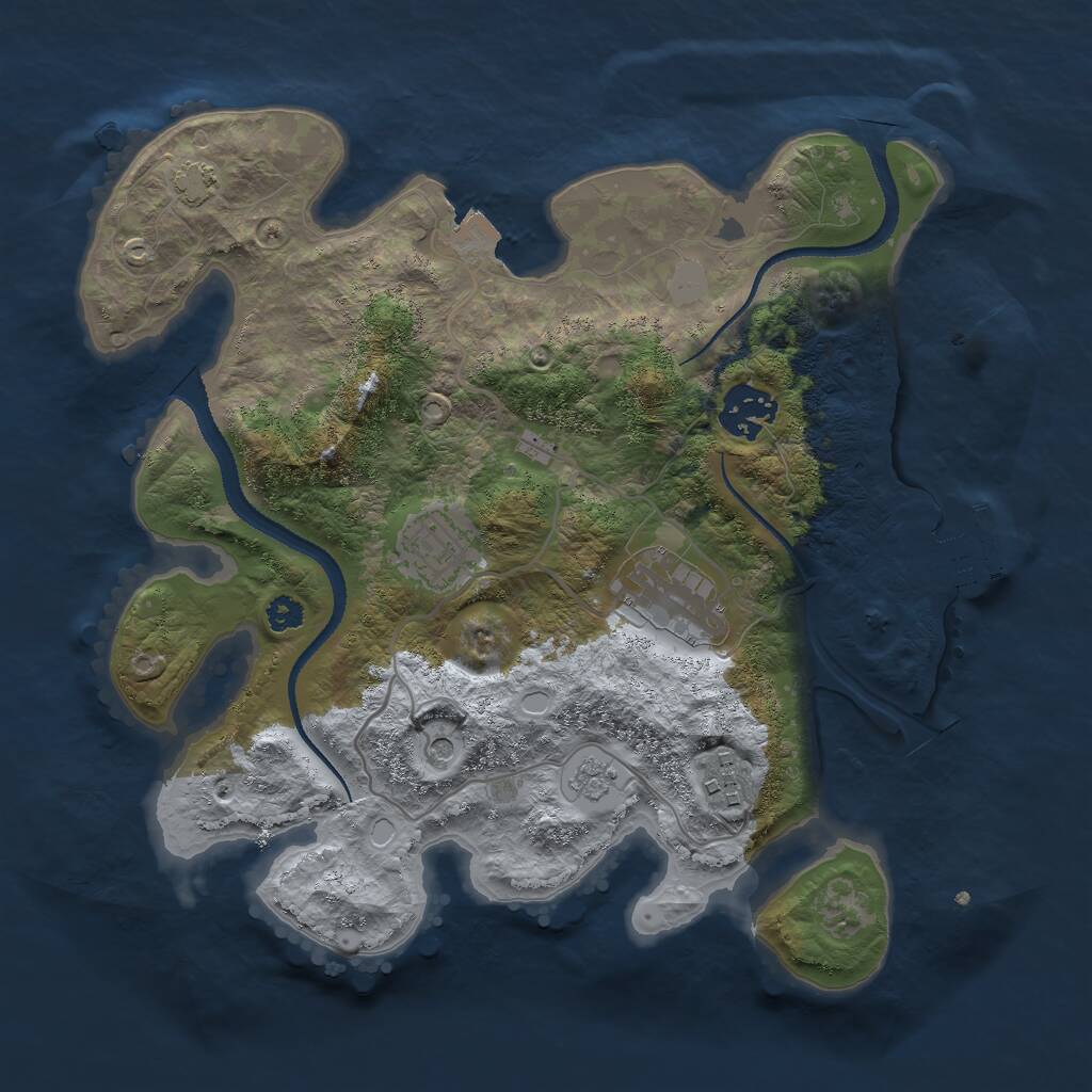 Rust Map: Procedural Map, Size: 3000, Seed: 875094200, 9 Monuments