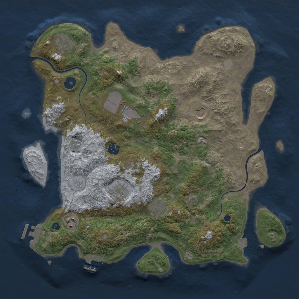 Rust Map: Procedural Map, Size: 3800, Seed: 1608810685, 14 Monuments