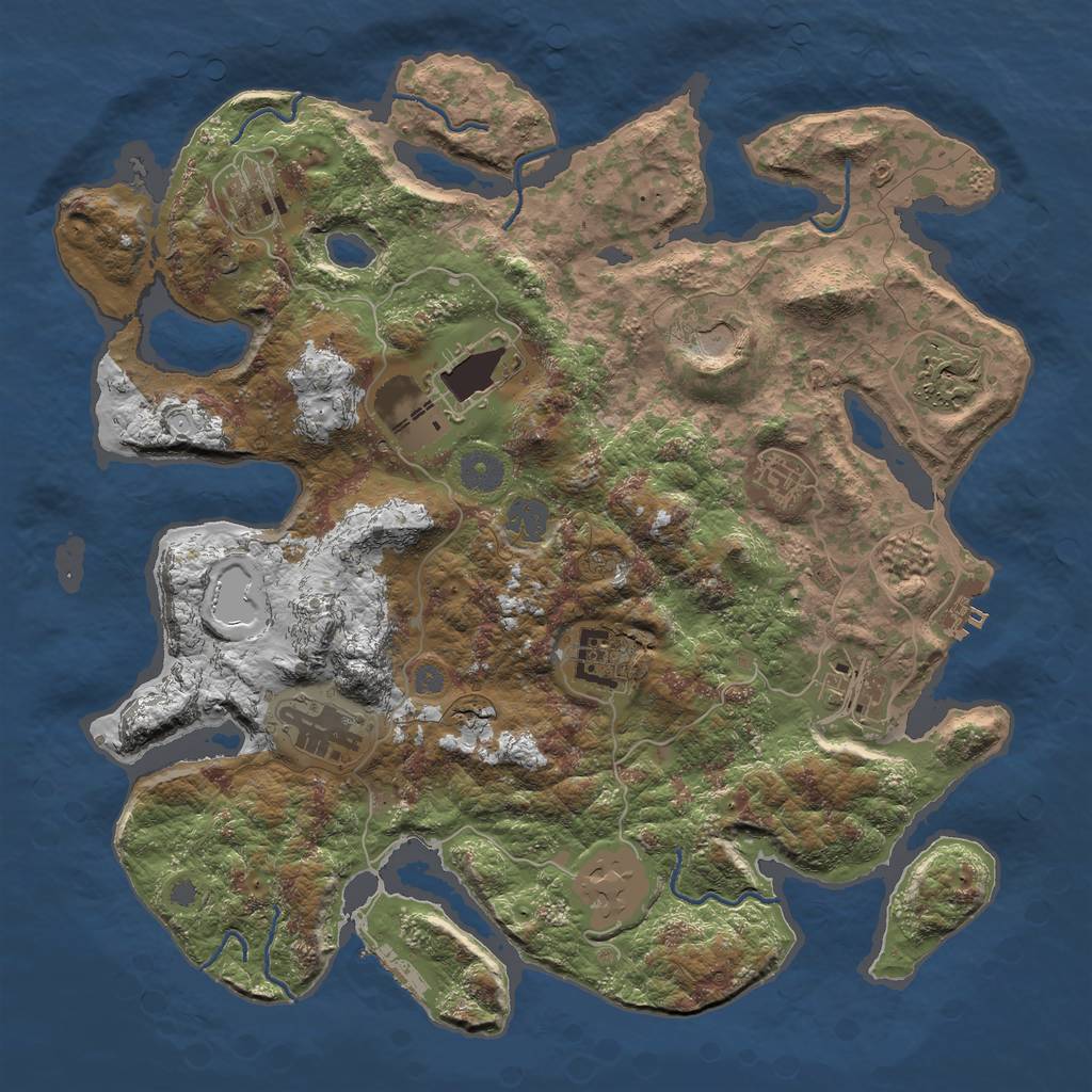 Rust Map: Procedural Map, Size: 3800, Seed: 1608810685, 16 Monuments