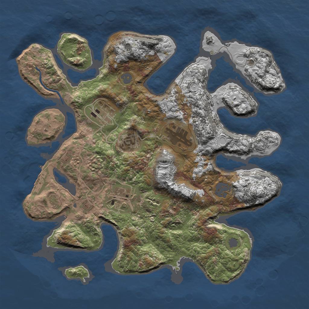 Rust Map: Procedural Map, Size: 3000, Seed: 854409252, 10 Monuments