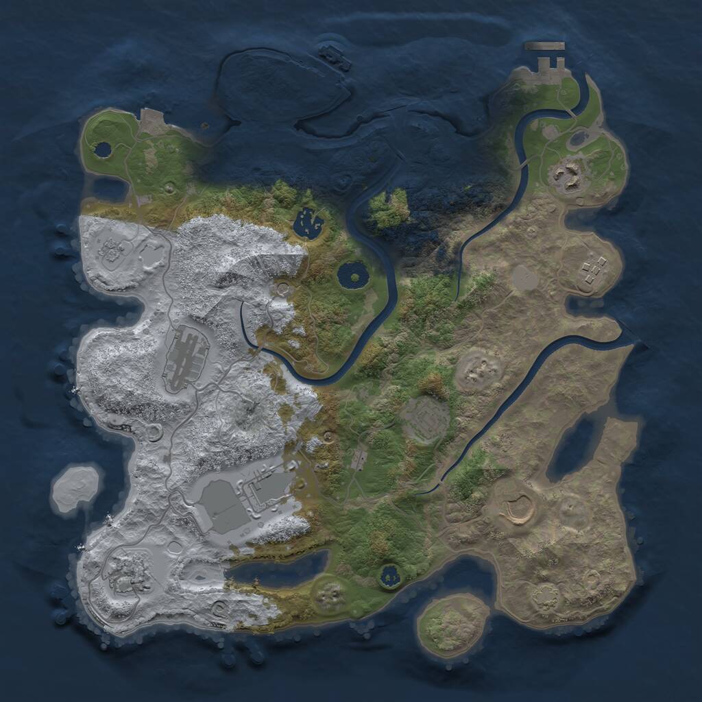 Rust Map: Procedural Map, Size: 3550, Seed: 682740, 14 Monuments