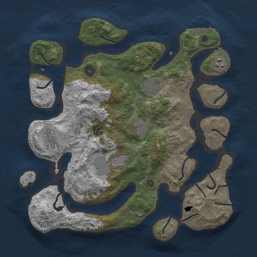 Rust Map: Procedural Map, Size: 3550, Seed: 682740, 10 Monuments