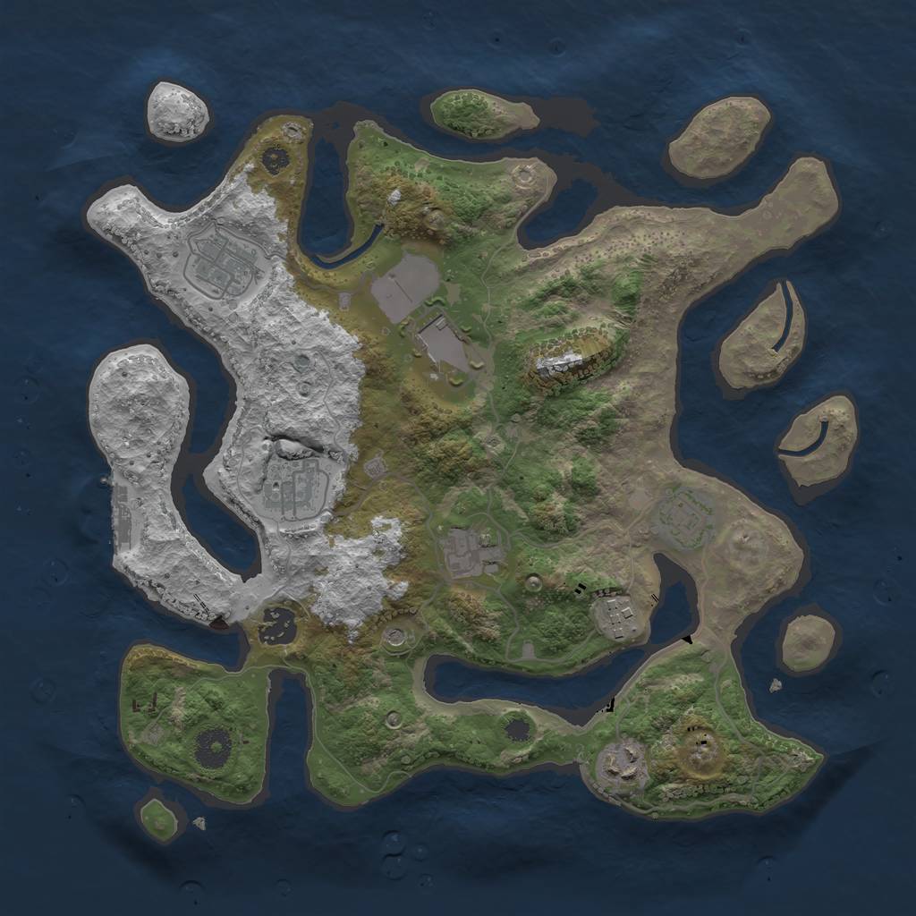 Rust Map: Procedural Map, Size: 3500, Seed: 73928, 12 Monuments