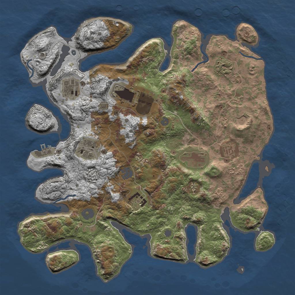 Rust Map: Procedural Map, Size: 3700, Seed: 1097405883, 14 Monuments