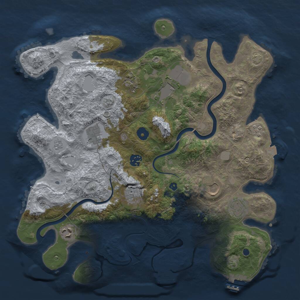 Rust Map: Procedural Map, Size: 3700, Seed: 1097405883, 15 Monuments