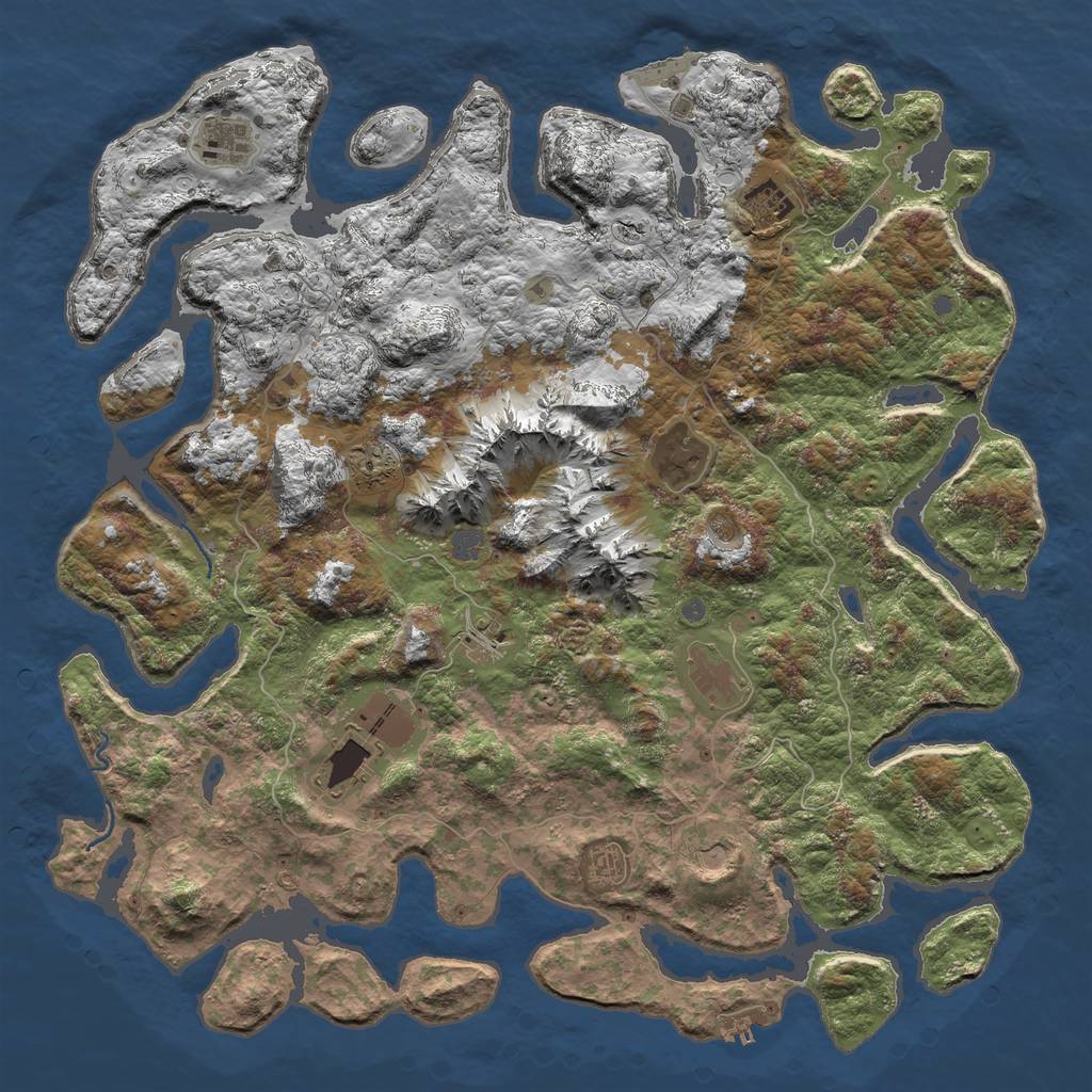 Rust Map: Procedural Map, Size: 5000, Seed: 77775515, 16 Monuments