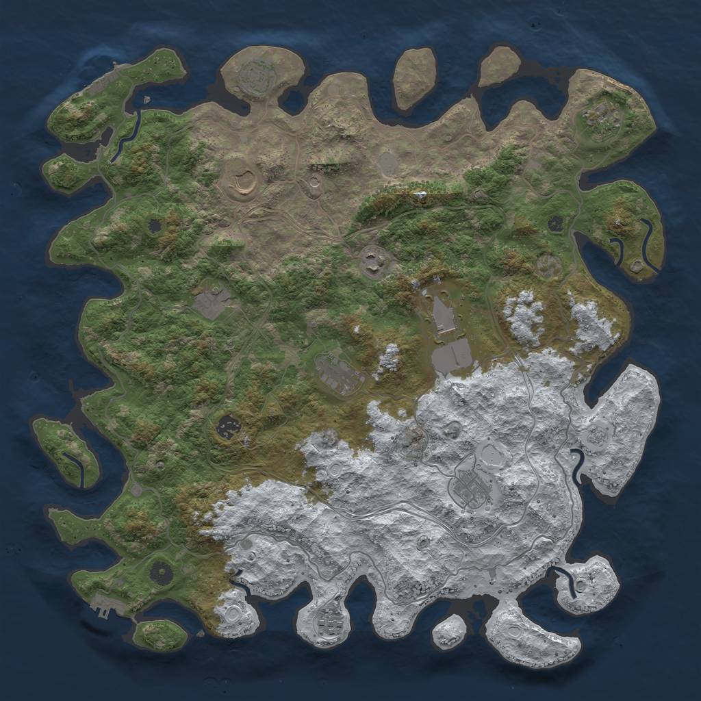 Rust Map: Procedural Map, Size: 4500, Seed: 85639645, 19 Monuments