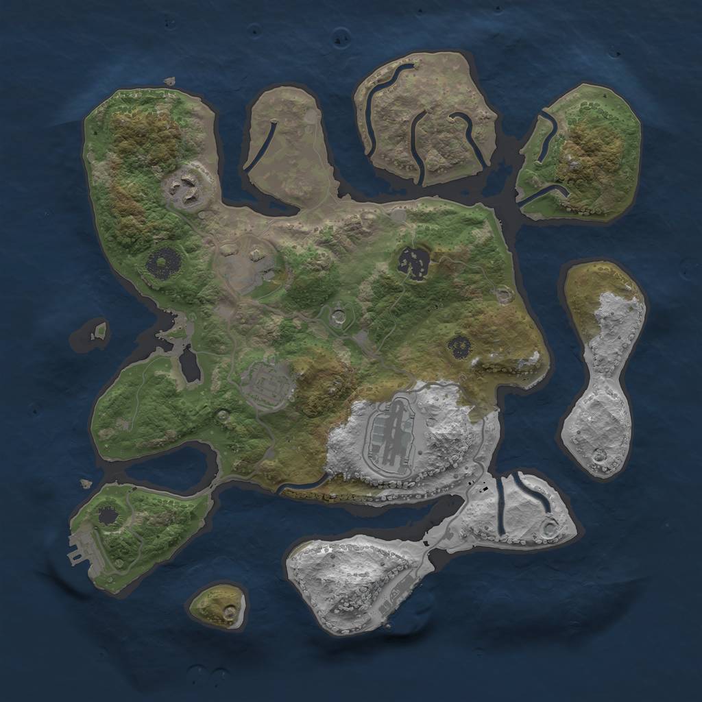 Rust Map: Procedural Map, Size: 3200, Seed: 85192042, 10 Monuments