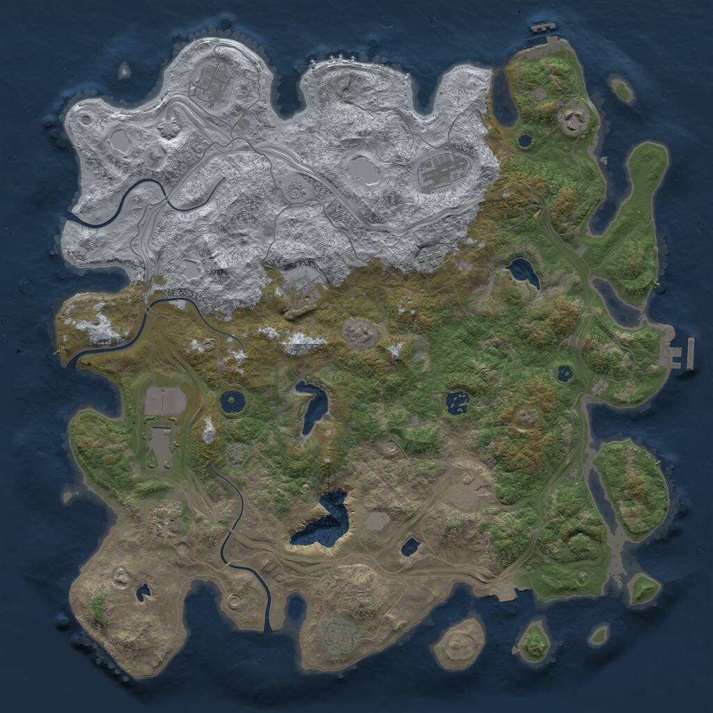Rust Map: Procedural Map, Size: 4500, Seed: 3768534, 16 Monuments