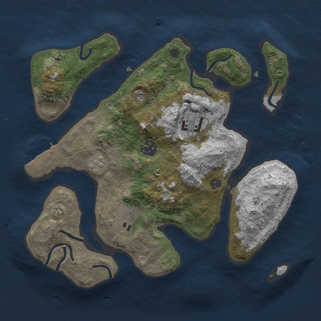 Rust Map: Procedural Map, Size: 3000, Seed: 1764172775, 8 Monuments