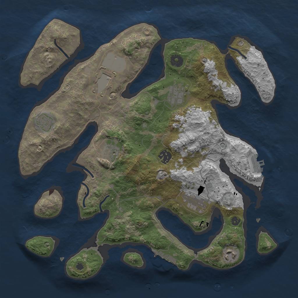 Rust Map: Procedural Map, Size: 3500, Seed: 508599978, 12 Monuments