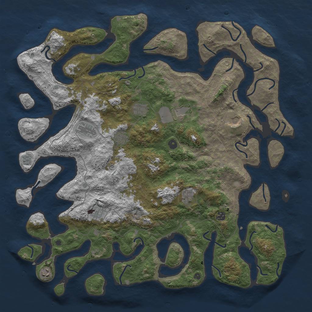 Rust Map: Procedural Map, Size: 5000, Seed: 235476, 13 Monuments