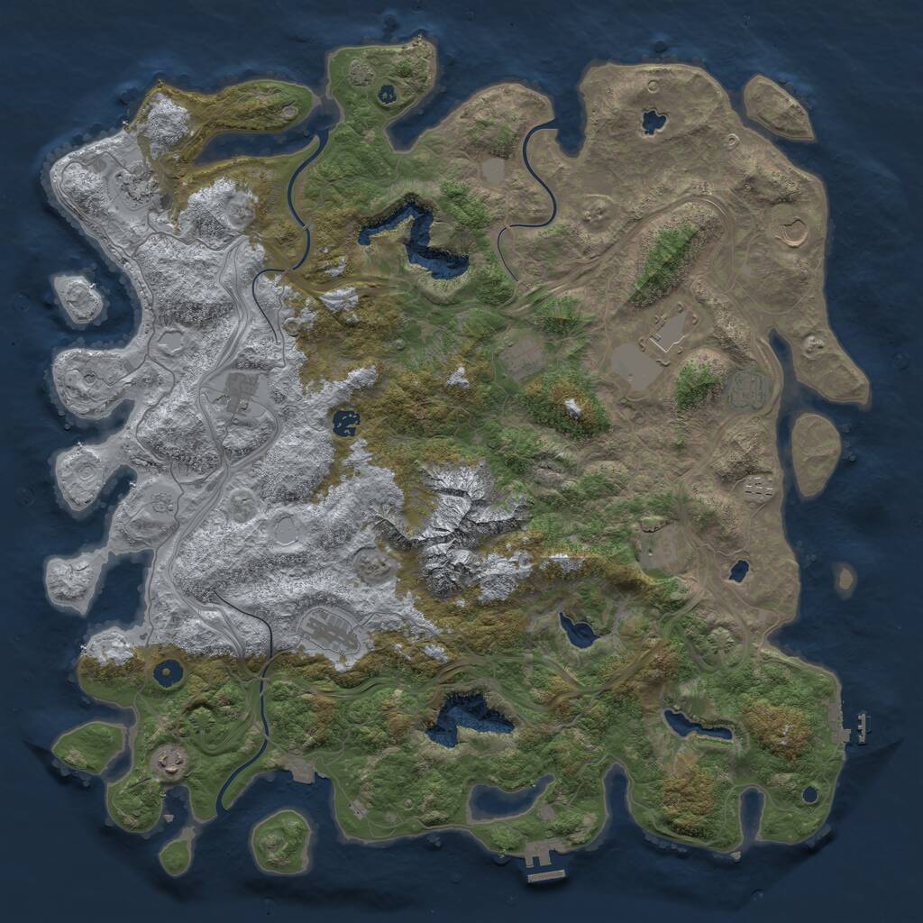 Rust Map: Procedural Map, Size: 5000, Seed: 235476, 17 Monuments