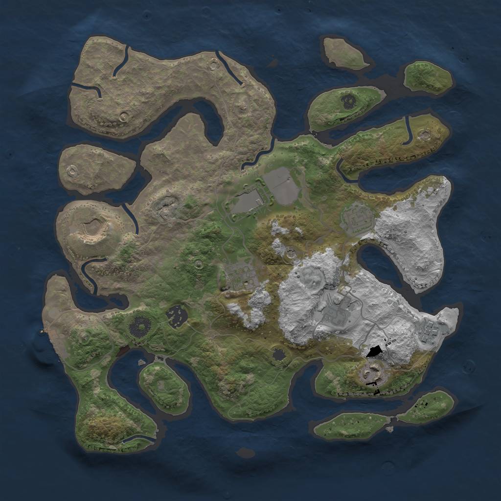 Rust Map: Procedural Map, Size: 3500, Seed: 287468372, 12 Monuments