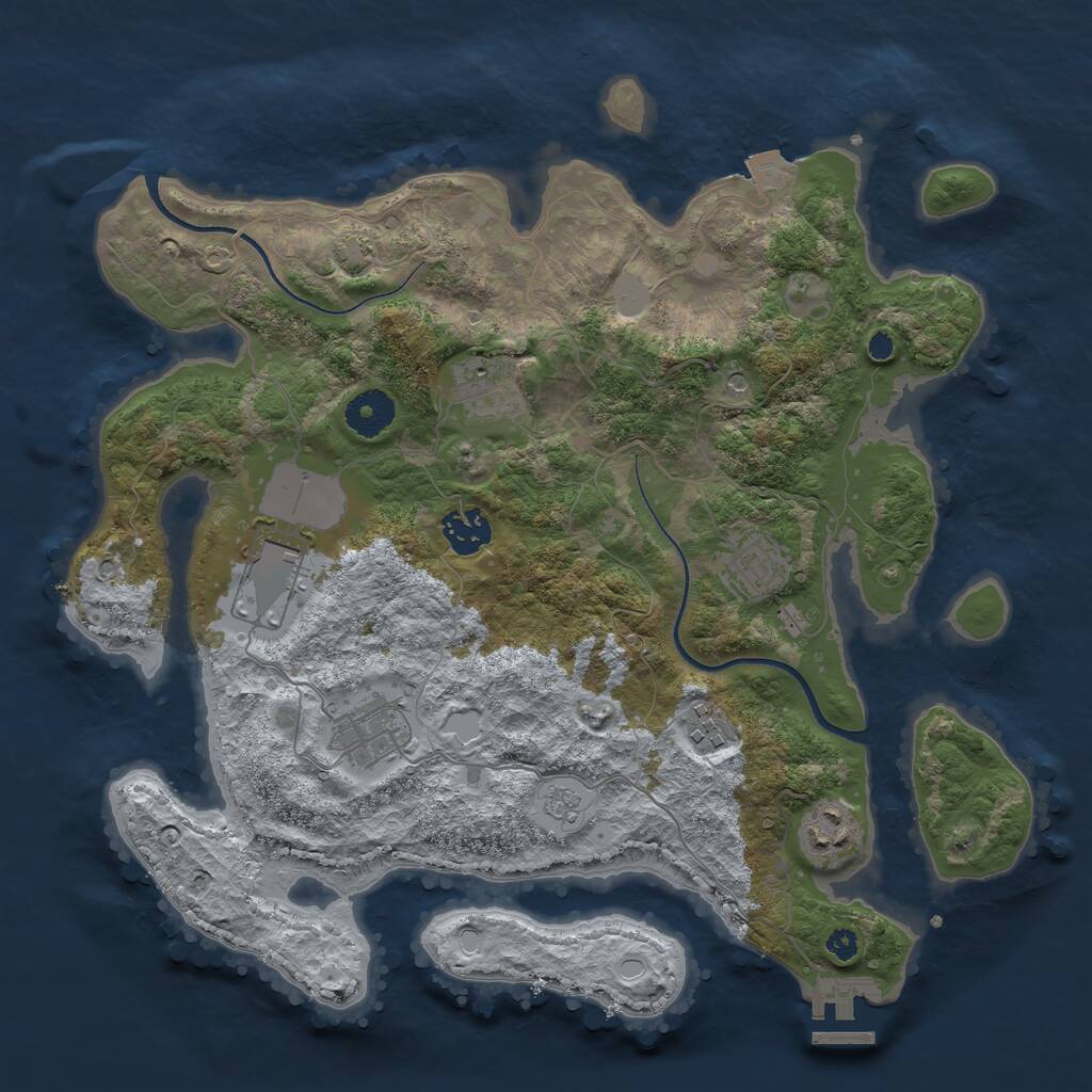 Rust Map: Procedural Map, Size: 3500, Seed: 25242, 12 Monuments