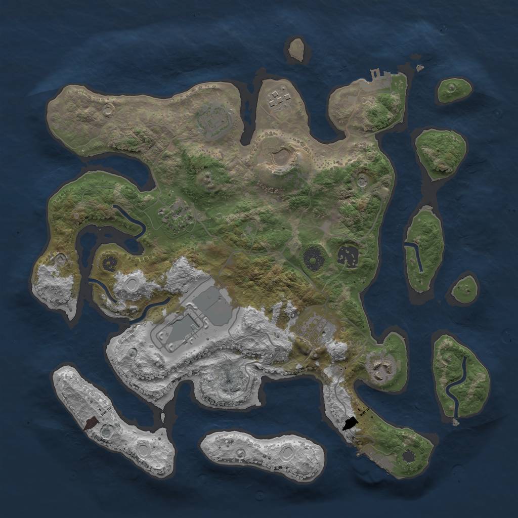 Rust Map: Procedural Map, Size: 3500, Seed: 25242, 16 Monuments