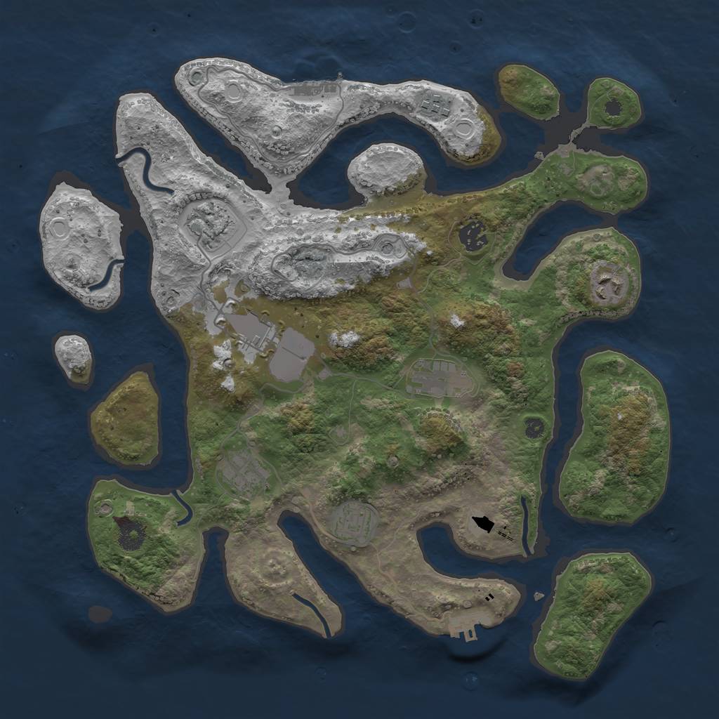 Rust Map: Procedural Map, Size: 3700, Seed: 4600, 16 Monuments