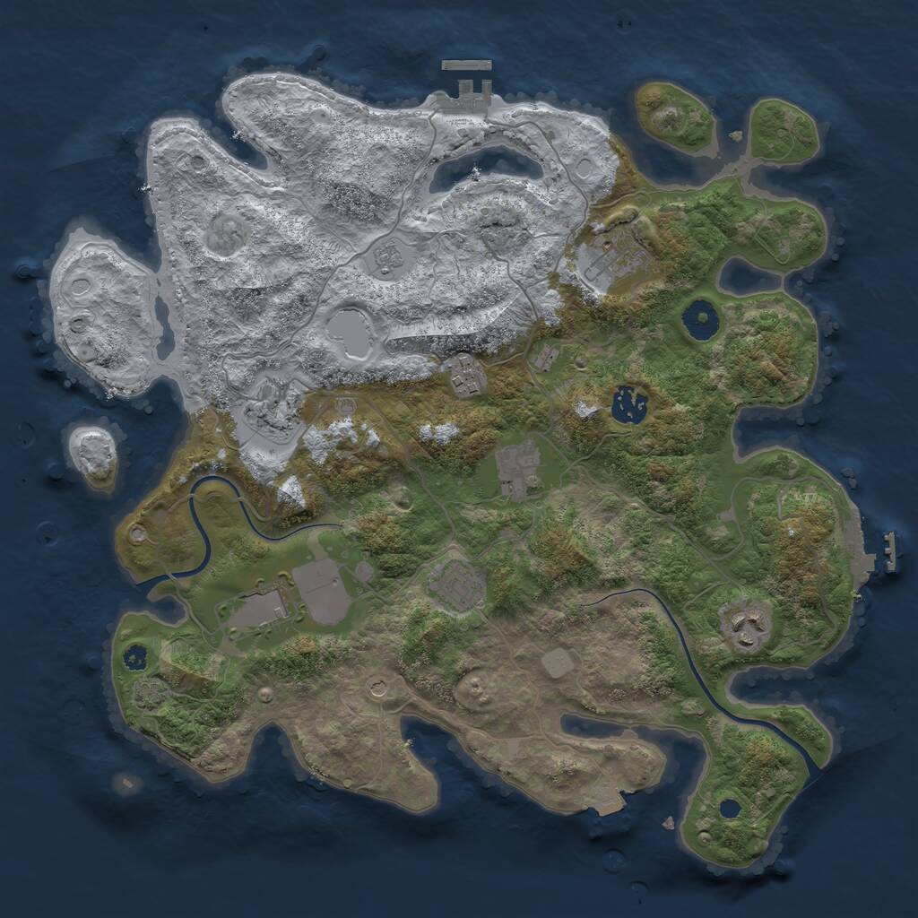 Rust Map: Procedural Map, Size: 3700, Seed: 4600, 14 Monuments