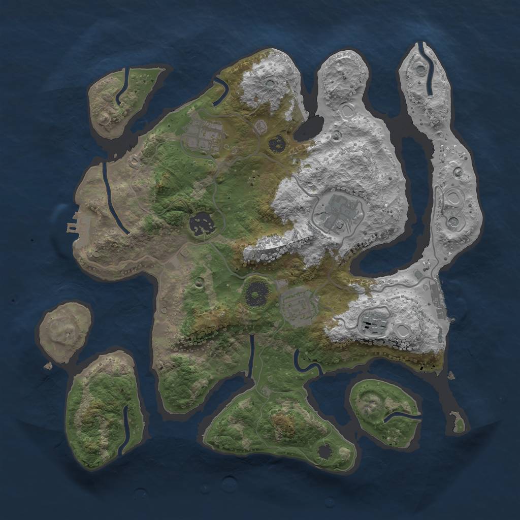 Rust Map: Procedural Map, Size: 3200, Seed: 125896, 13 Monuments