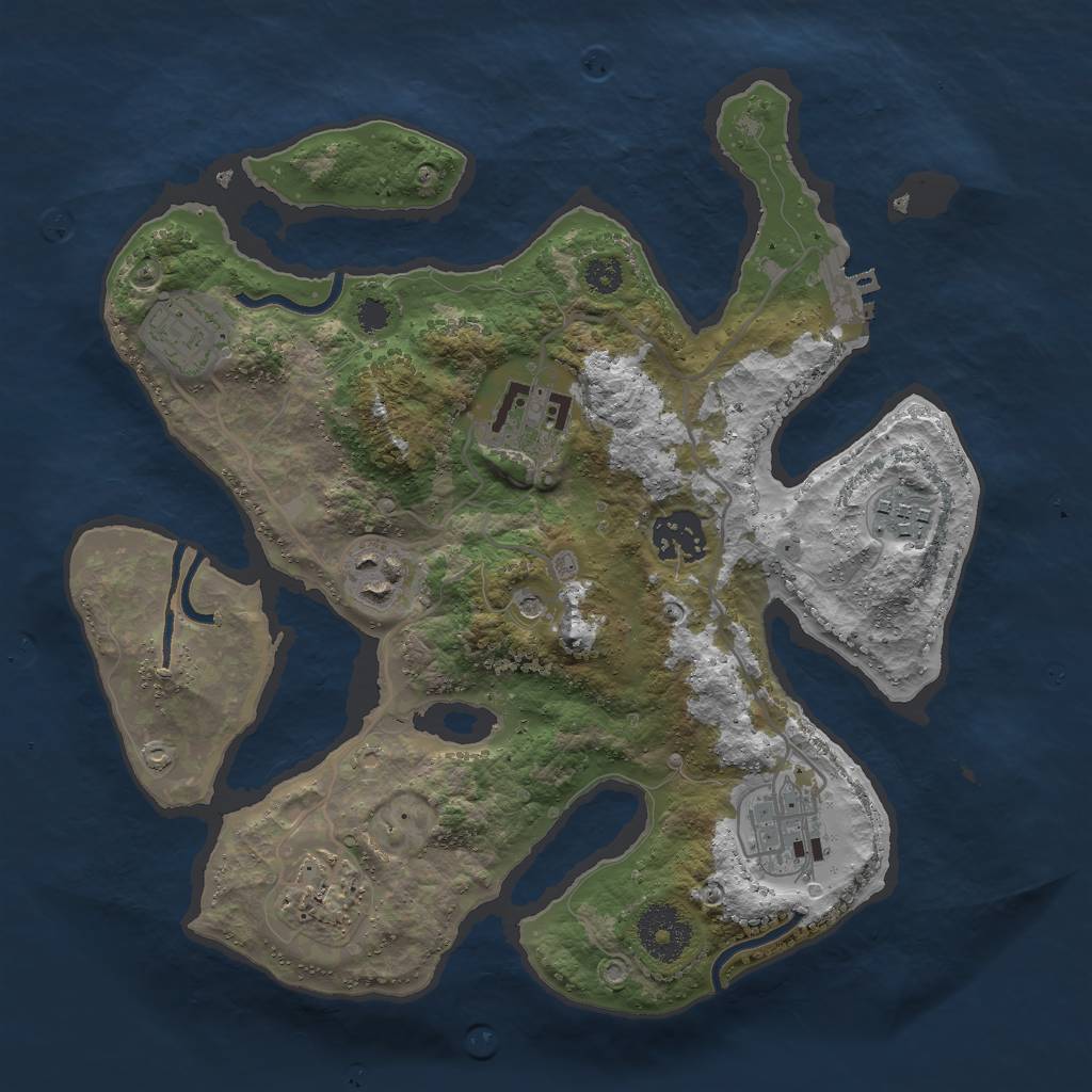 Rust Map: Procedural Map, Size: 3000, Seed: 1908898034, 11 Monuments