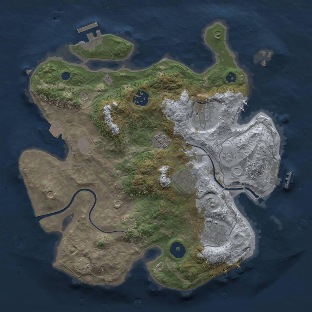 Rust Map: Procedural Map, Size: 3000, Seed: 1908898034, 11 Monuments