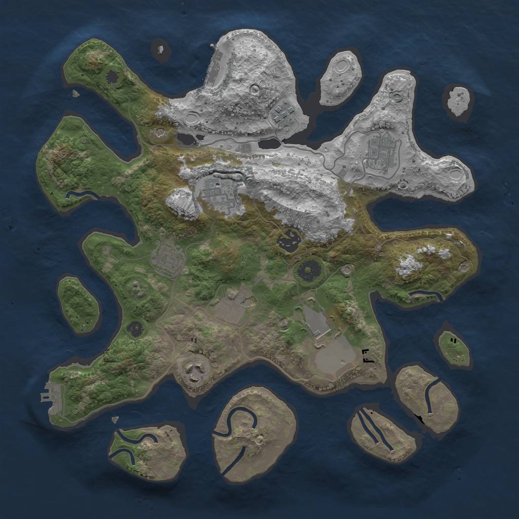 Rust Map: Procedural Map, Size: 3500, Seed: 3879, 19 Monuments