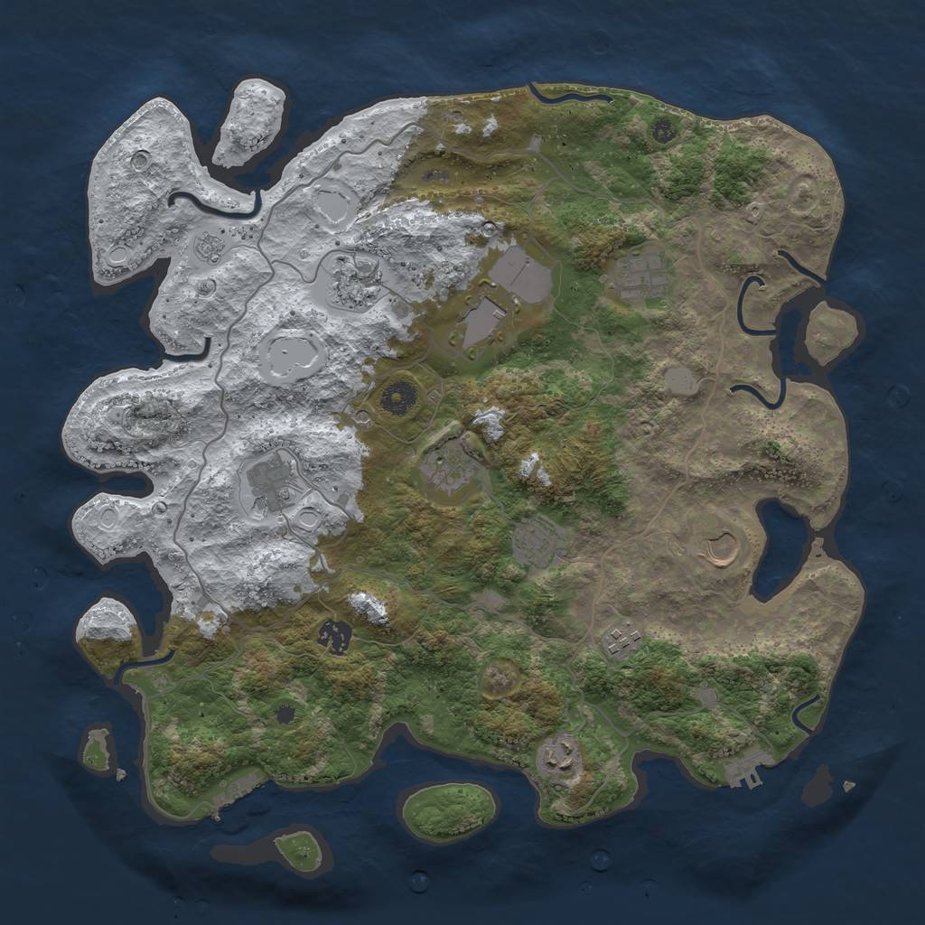 Rust Map: Procedural Map, Size: 4000, Seed: 7991, 19 Monuments