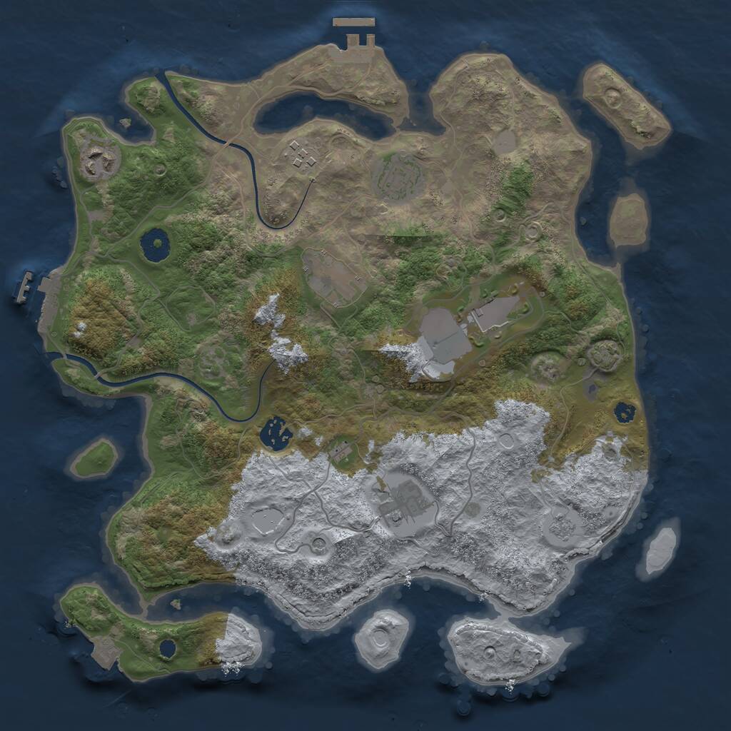 Rust Map: Procedural Map, Size: 3500, Seed: 669495050, 13 Monuments