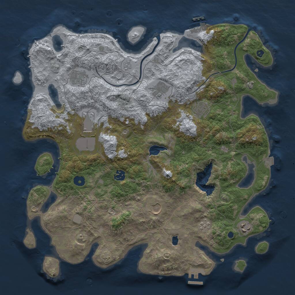 Rust Map: Procedural Map, Size: 4000, Seed: 4020, 14 Monuments