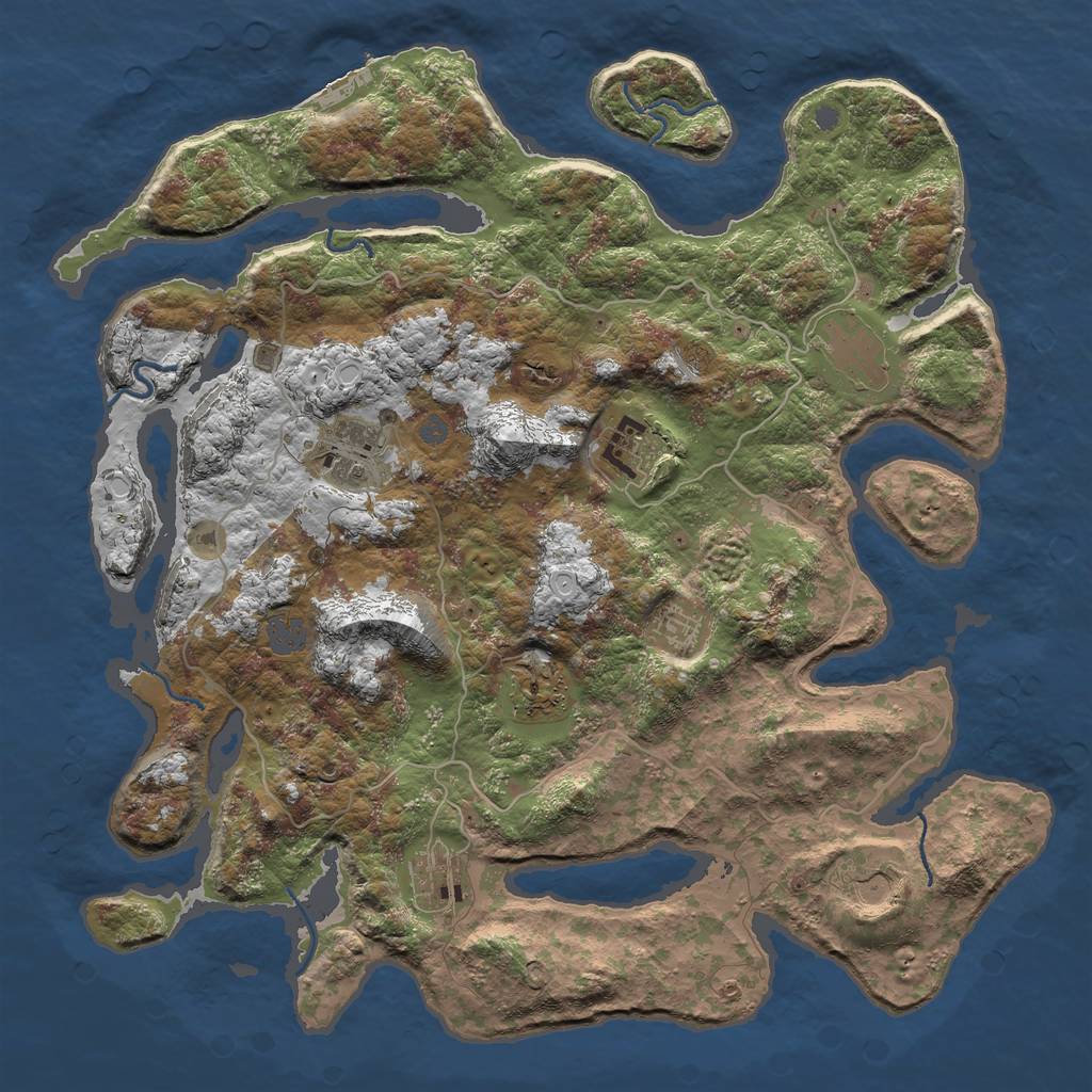 Rust Map: Procedural Map, Size: 4000, Seed: 930687985, 13 Monuments