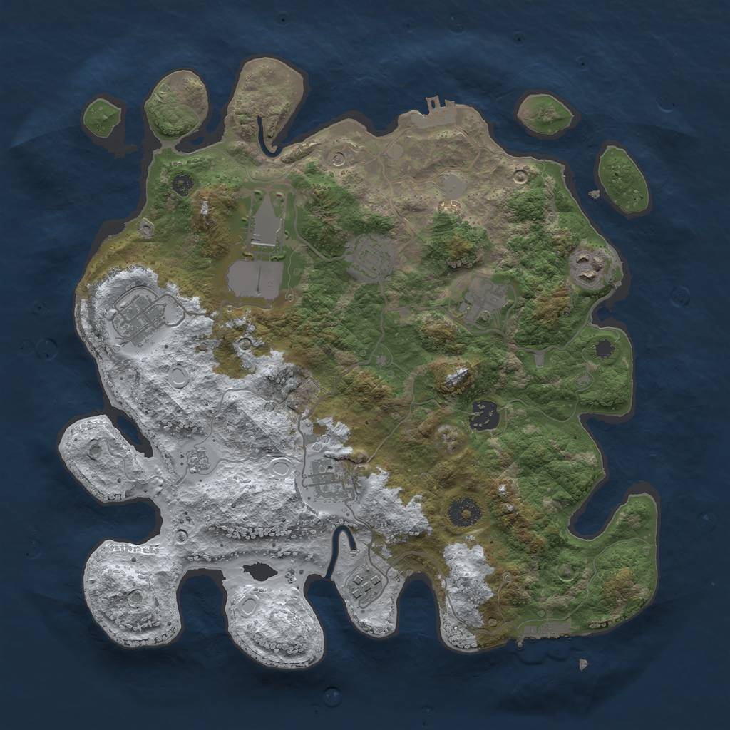 Rust Map: Procedural Map, Size: 3500, Seed: 48037129, 17 Monuments