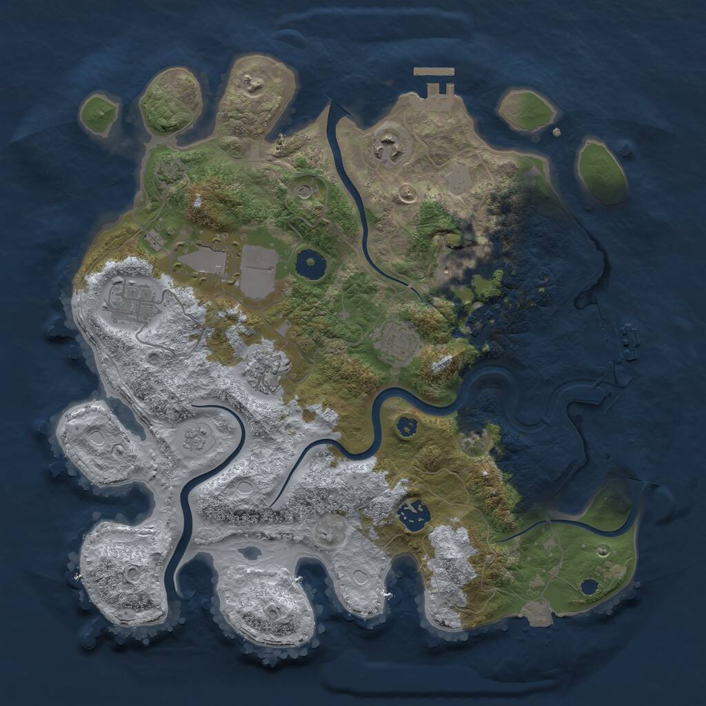 Rust Map: Procedural Map, Size: 3500, Seed: 48037129, 14 Monuments