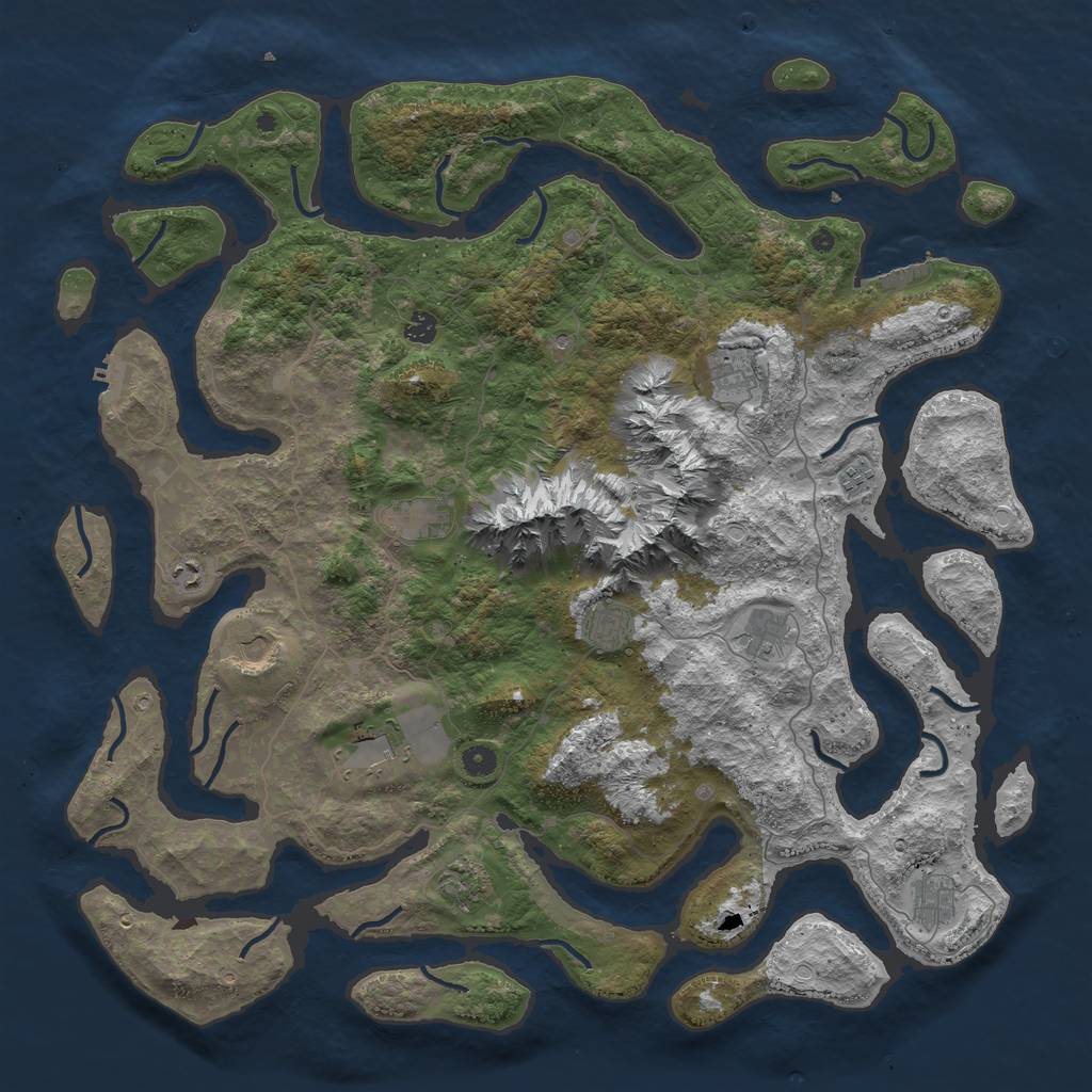 Rust Map: Procedural Map, Size: 5000, Seed: 2685, 19 Monuments