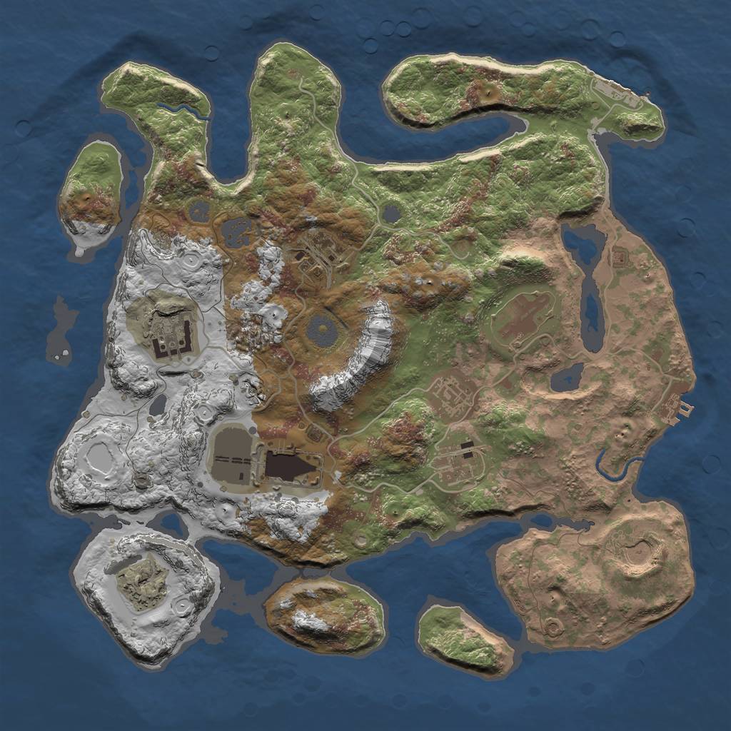 Rust Map: Procedural Map, Size: 3500, Seed: 1567510281, 15 Monuments