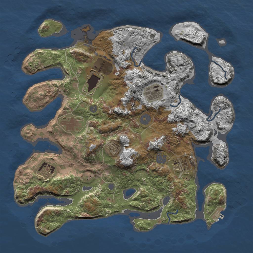 Rust Map: Procedural Map, Size: 3500, Seed: 100014810, 12 Monuments