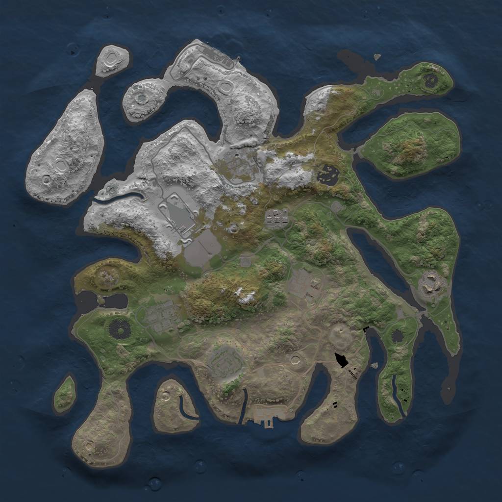 Rust Map: Procedural Map, Size: 3500, Seed: 909267458, 16 Monuments