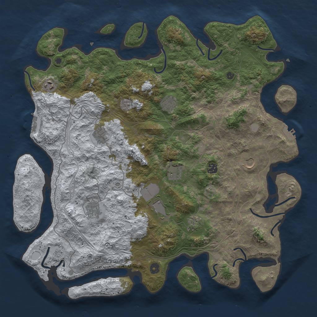 Rust Map: Procedural Map, Size: 4500, Seed: 580347555, 19 Monuments