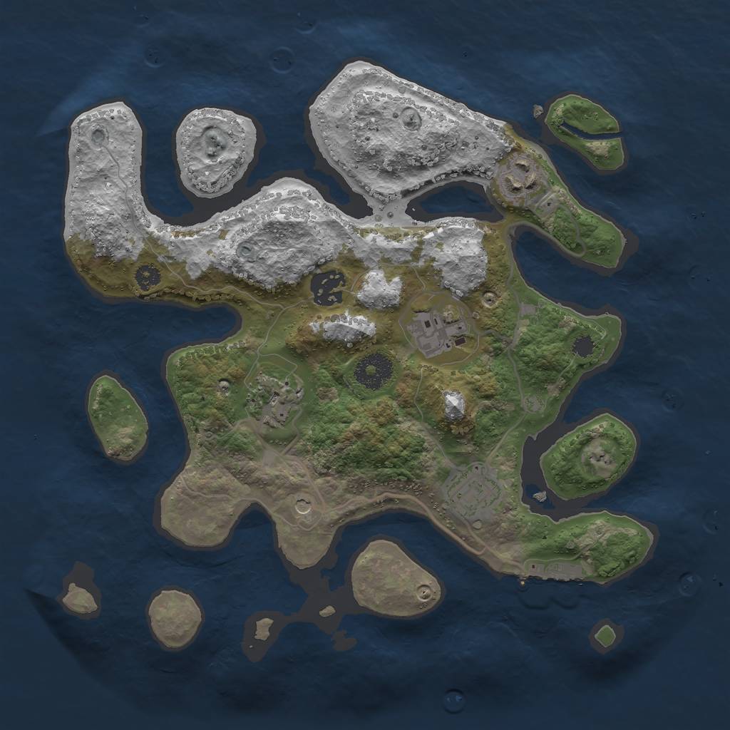 Rust Map: Procedural Map, Size: 3000, Seed: 49731, 9 Monuments