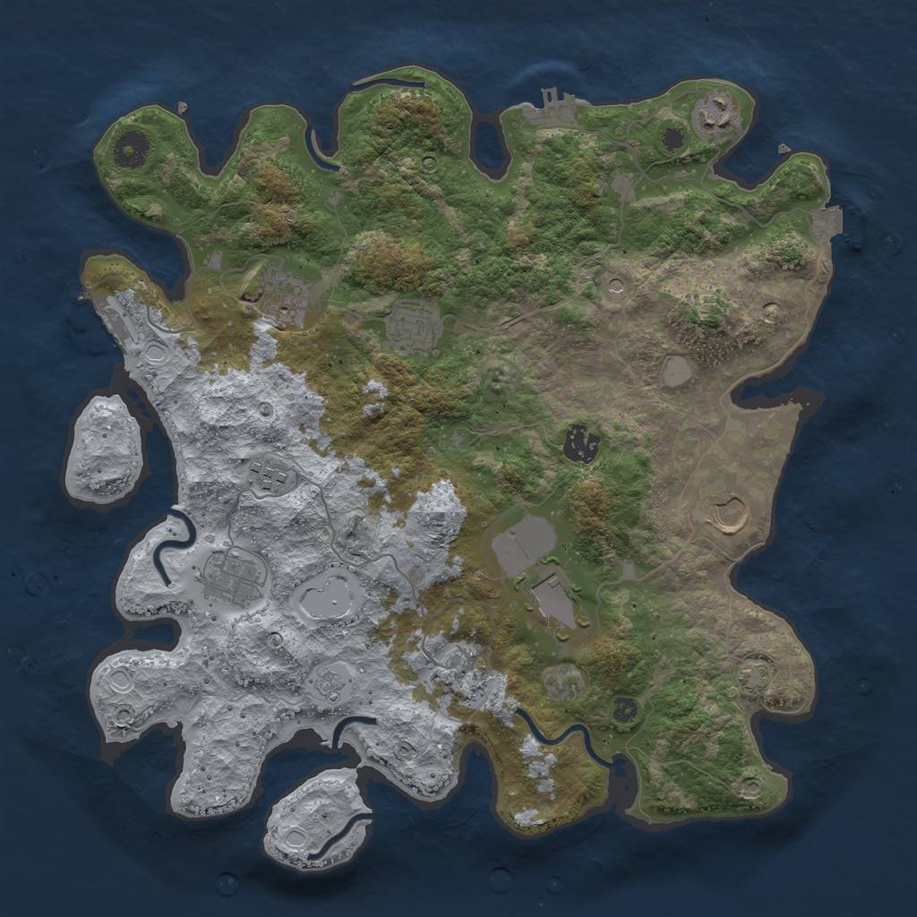 Rust Map: Procedural Map, Size: 3750, Seed: 734459920, 17 Monuments