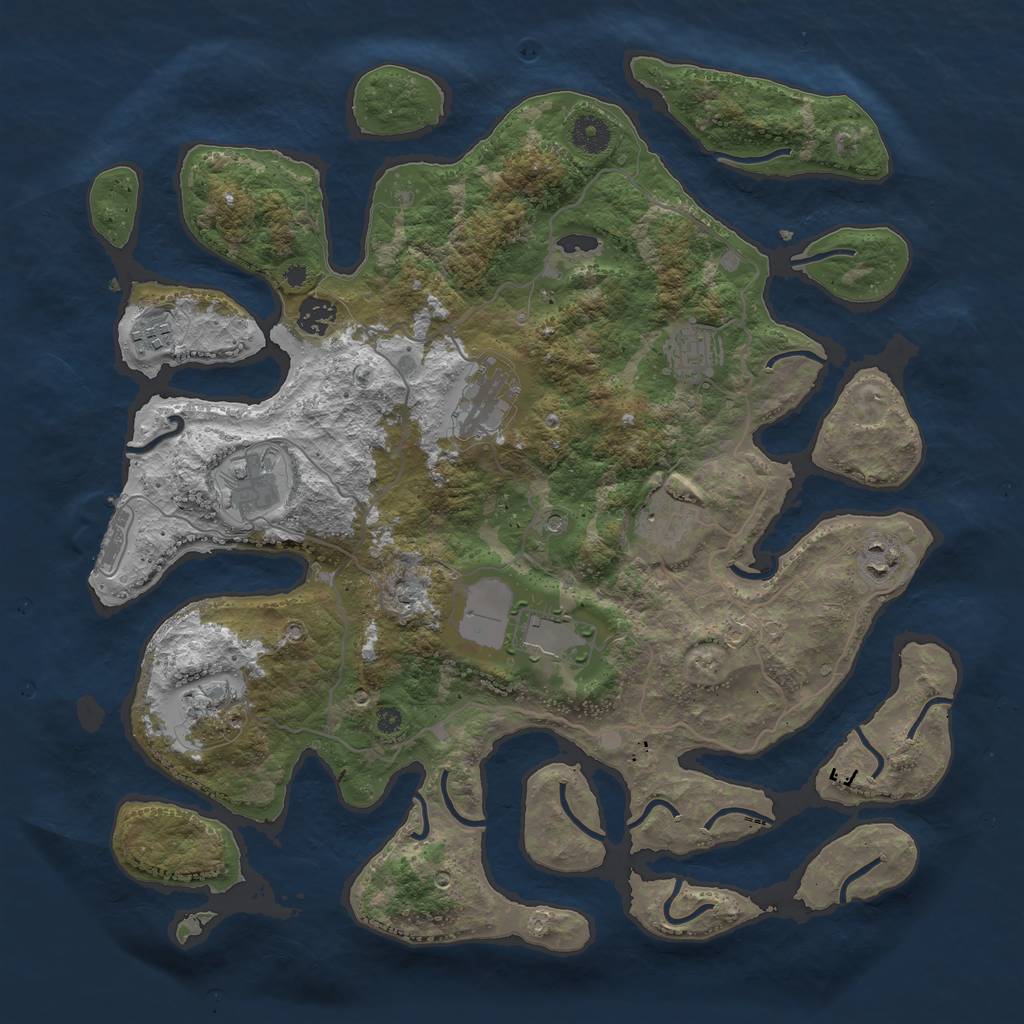 Rust Map: Procedural Map, Size: 4000, Seed: 2263137, 13 Monuments