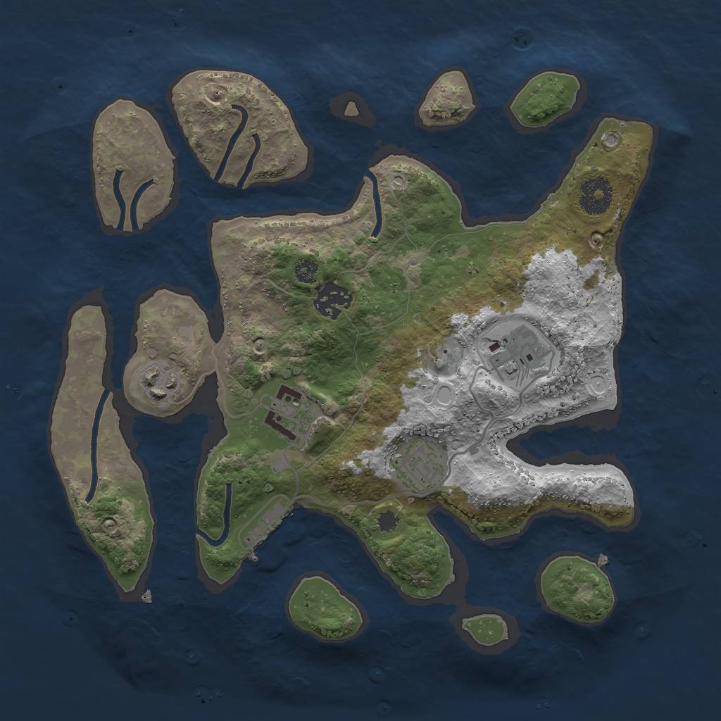 Rust Map: Procedural Map, Size: 3000, Seed: 714888172, 11 Monuments