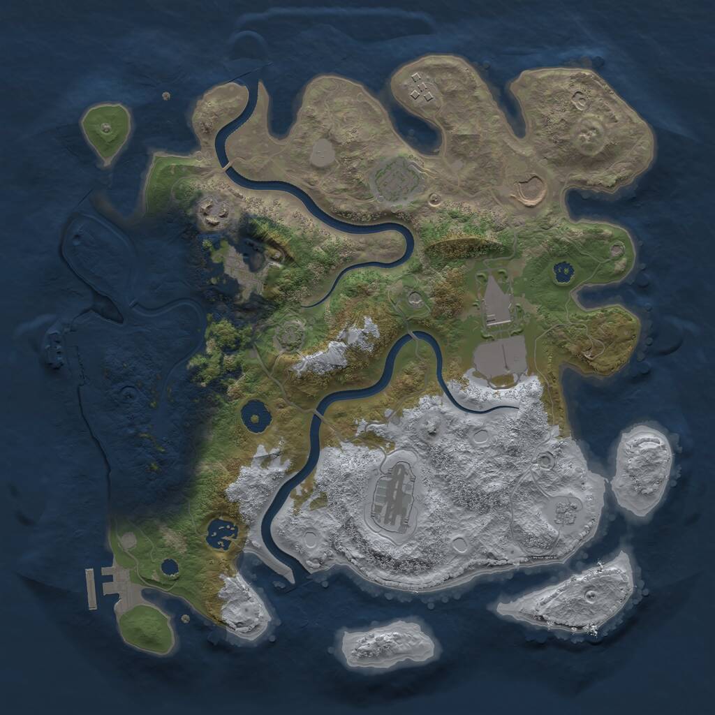 Rust Map: Procedural Map, Size: 3500, Seed: 1586668800, 14 Monuments