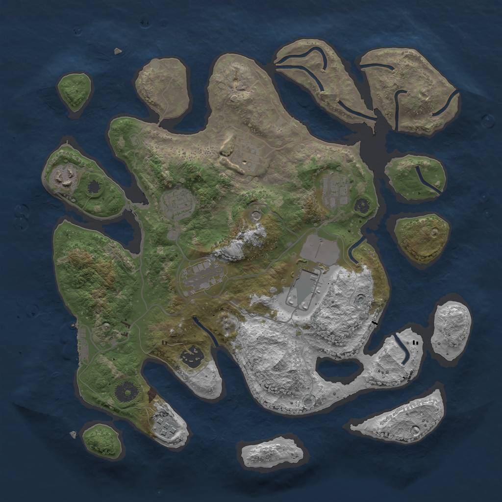 Rust Map: Procedural Map, Size: 3500, Seed: 1586668800, 12 Monuments