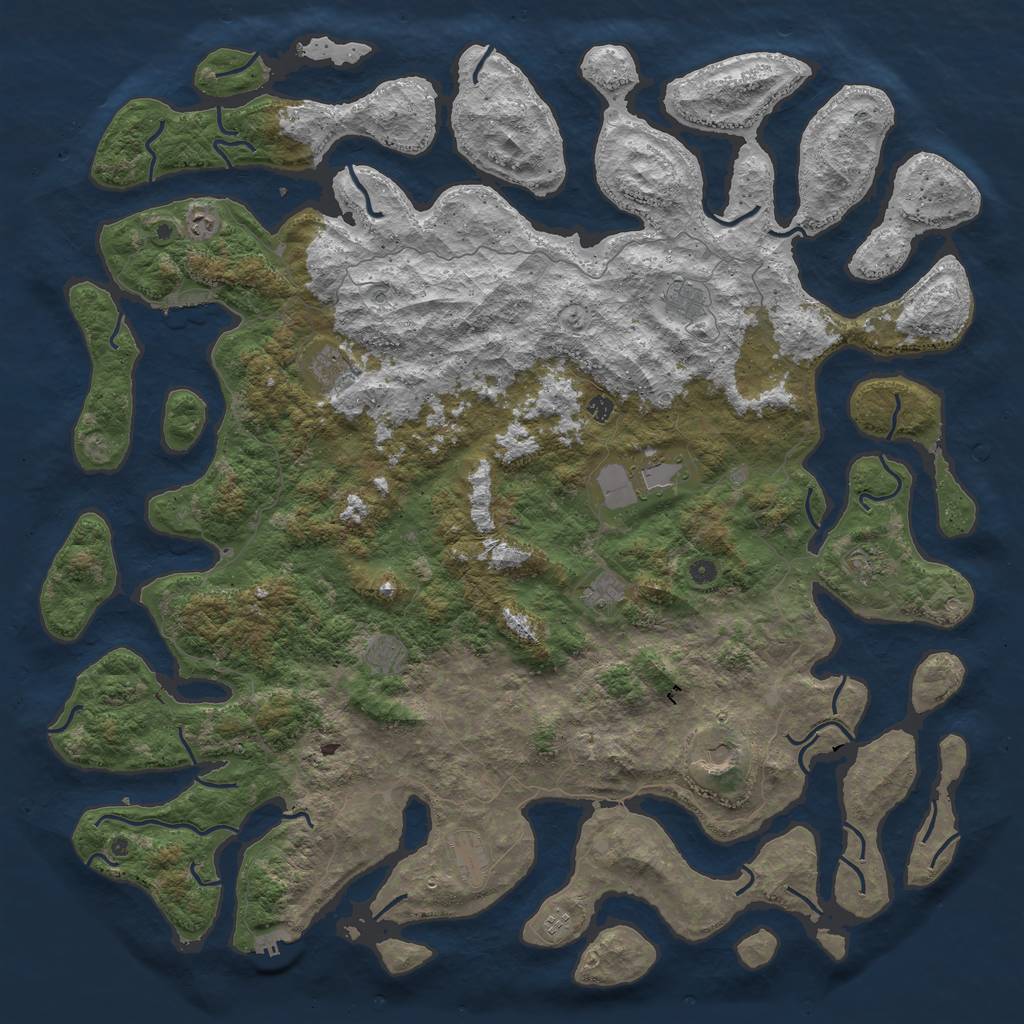 Rust Map: Procedural Map, Size: 6000, Seed: 405799753, 16 Monuments