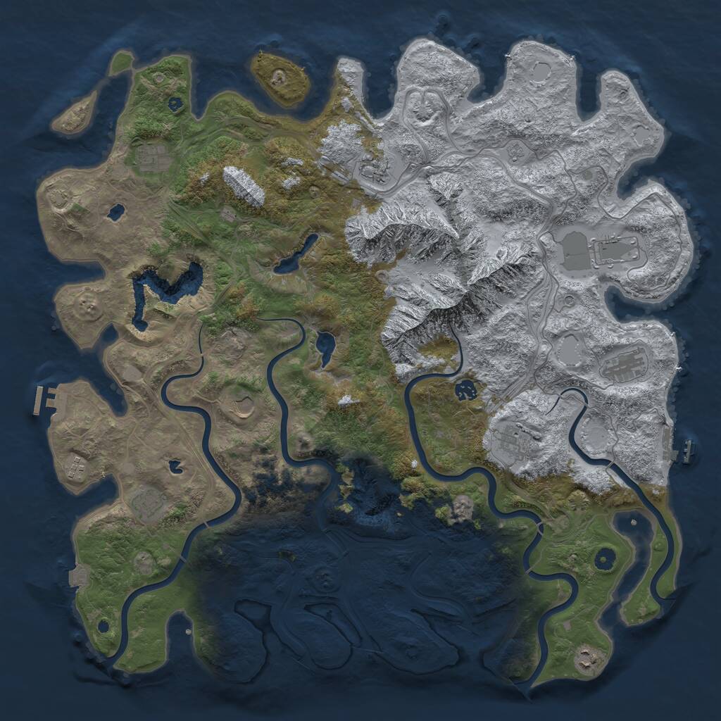 Rust Map: Procedural Map, Size: 5000, Seed: 1115763281, 16 Monuments