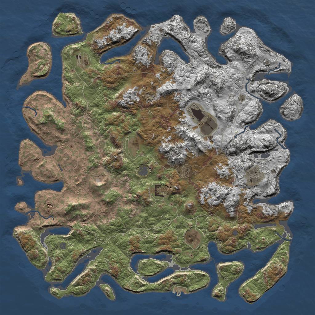 Rust Map: Procedural Map, Size: 5000, Seed: 1115763281, 15 Monuments