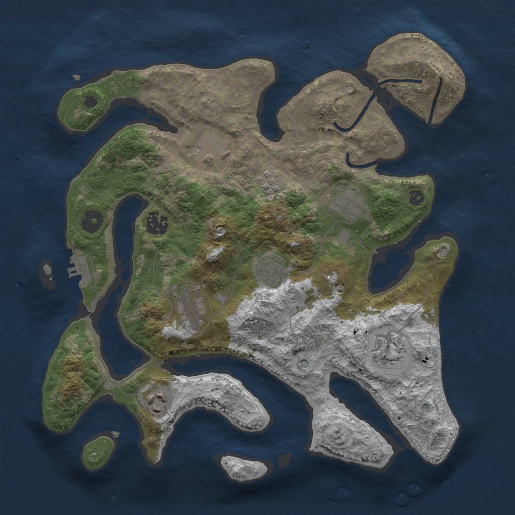 Rust Map: Procedural Map, Size: 3400, Seed: 456654, 12 Monuments