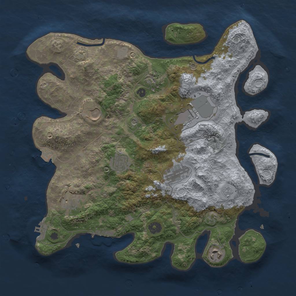 Rust Map: Procedural Map, Size: 3500, Seed: 410147533, 15 Monuments